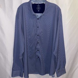 CON.STRUCT Slim Fit Men’s Dress Shirt 2XB Blue White Houndstooth Wrinkle Free